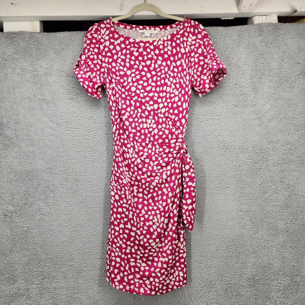 Diane Von Furstenberg Pink and White Printed Sheath Dress